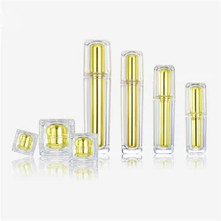 Double wall square gold acrylic cosmetics container plastic lotion bottle 100ml and cream jar