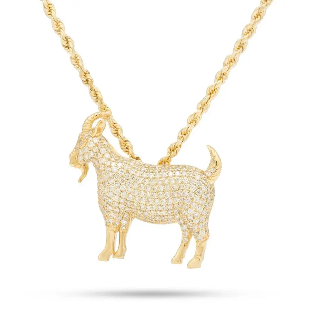 New Design 14K Solid Yellow Gold Real Diamond Pave Goat Charm Pendant Necklace Jewelry Manufacturer Exporter & Supplier