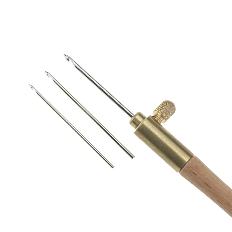 Wooden crochet and 3 needle French crochet embroidery beaded hoop sewing tools set DIY craft