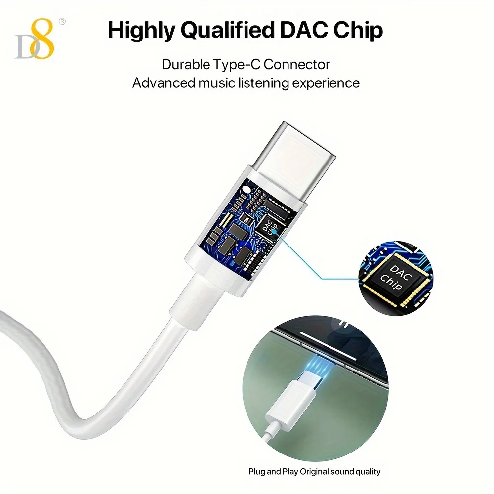 D8 Usb Type C Headphones In Ear Earphones Earbuds Mic Volume Earbud In-ear Headphones Gaming Headphones With Mic For Mobile
