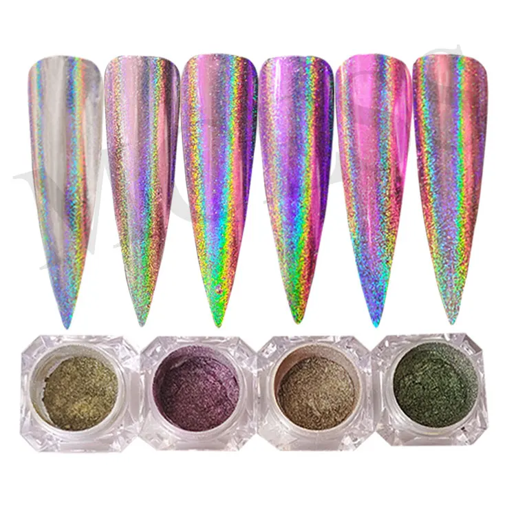Brand MCESS bulk purple holographic lasts chrome french nail powder kit on dip nails