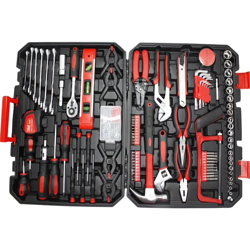 hot selling 158 pcs tool sets of household manual combination tool set dual-purpose wrench tool set thickened toolbox vde