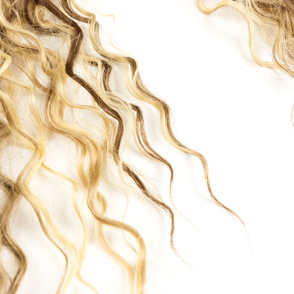 Noble long ponytail hair extensions head flower tied rope headdress brush honey elastic band curly synthetic bulk hair bundles