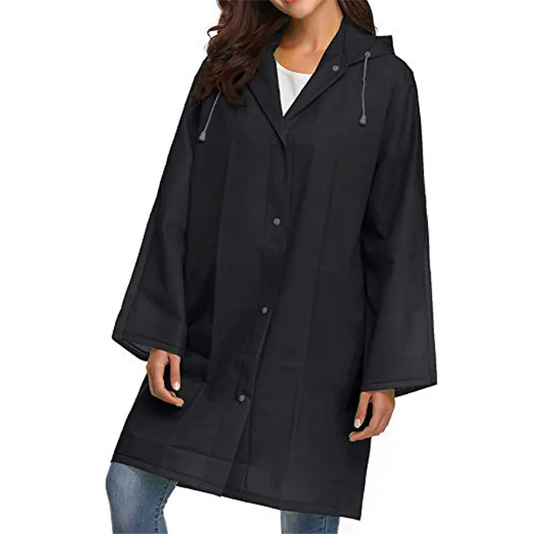 2021 Reusable Transparent Portable Long Woman Girl Lady Folding Stylish Rain Coat