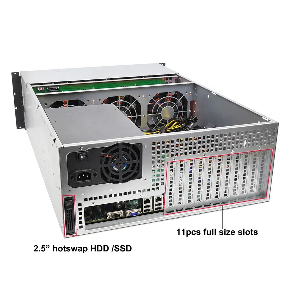 4U 5GPU case Support Supermicro Asus 5GPU MB like  X11DPG  X9DRG-QF etc.