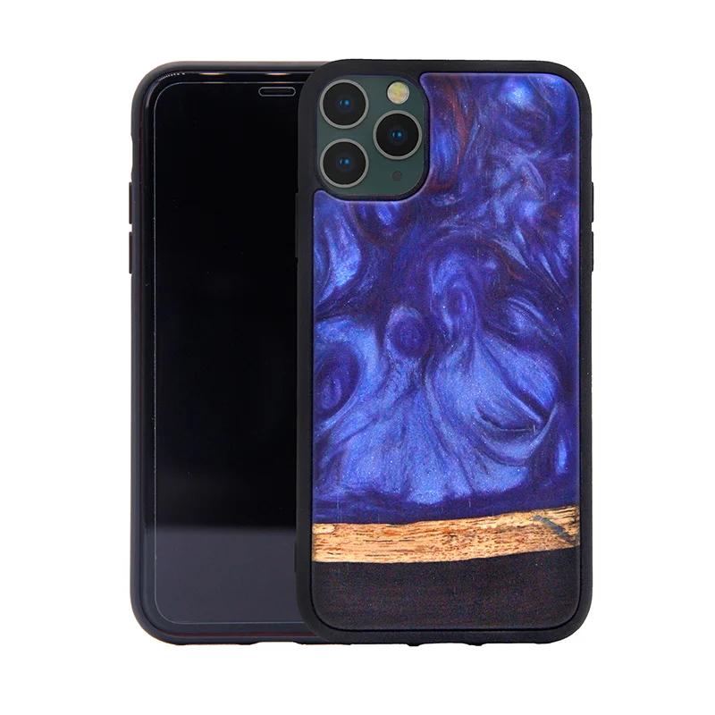 Sublimation 2 in 1 Unique New Arrival Eco-Friendly Wood and Resin Phone Case for Iphone 11 Pro Max