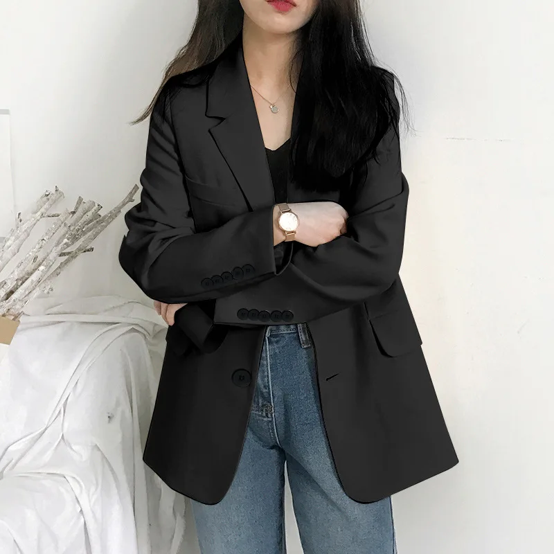 2022 New Arrivals Women Spring Solid Color Buttons Sleeve Suit Coats Ladies Loose British Trend Suit Jackets Low Price Blazer