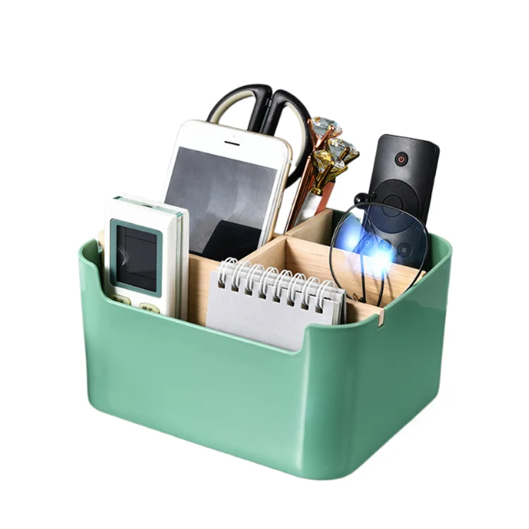 New Style Stackable Makeup Organizer Plastic And Wooden Storage For Desktop Storage