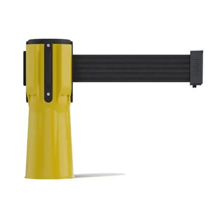 Retractable Traffic Cone Hazard Warning Tape Barrier Belt High-Visibility Striped Bright Yellow Design
