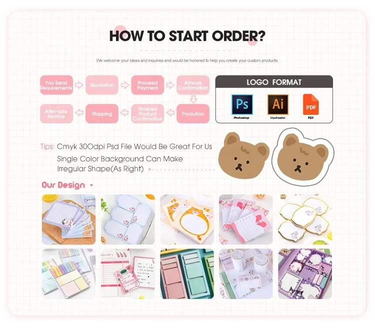 Customized Multiple Design Series Portable Korean Pet Sticker Sticky Note Memo Pad Sticky Note For Office School