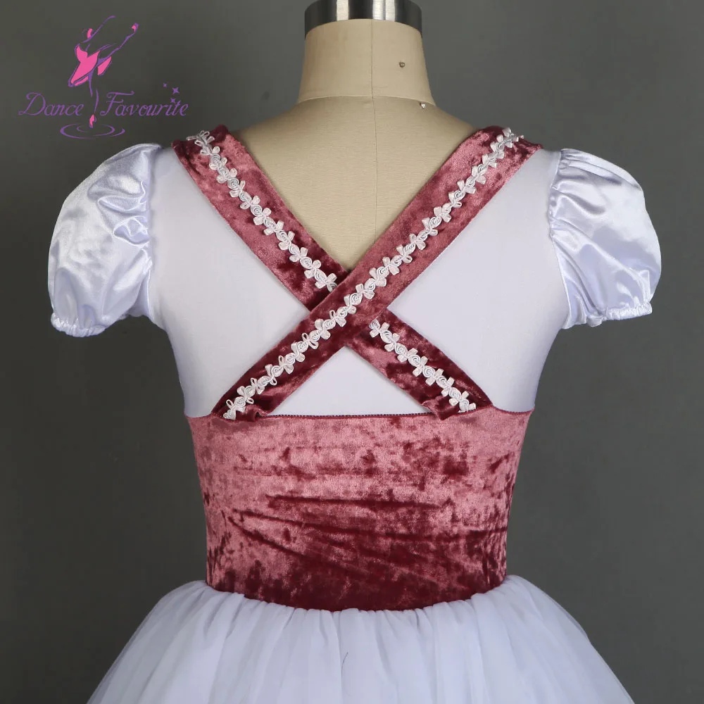 20111 Short sleeve ballet dance tutu with pink velvet bodice leotard dress platter tutu costume