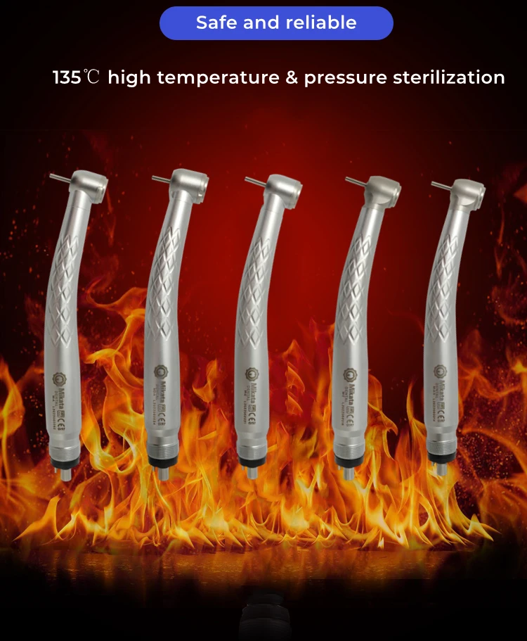 New Texture High-Speed Turbine Dental Handpiece with LED Light Factory Price 2/4 Holes Made of Metal & Steel