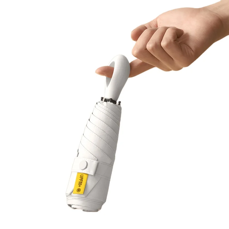 Colorful Heart Solid UV Fabric Mini Collapsible Umbrella Pocket 5 Fold Compact Rain Travel Flat Umbrella for Women