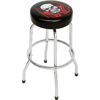 Garage Shop Stool with Padded Seat and Steel Chromed Legs in bar and Counter Height