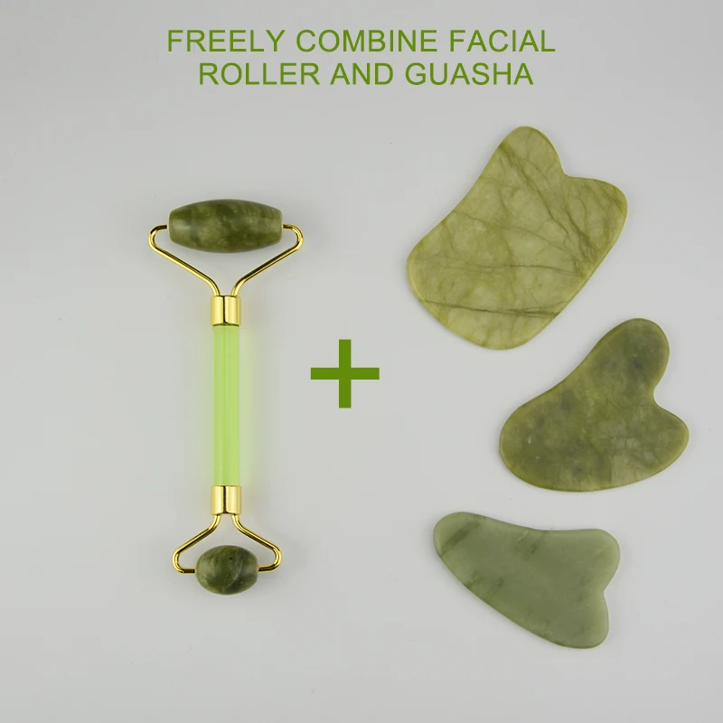 Face-lift new green xiuyan facial natural crystal face massage jade roller