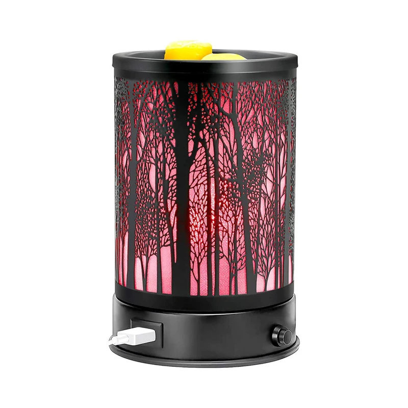 2023 Wholesale Electric Wax Melt Warmer Metal 7 Color LED Light Essential Oil Burner for Indoor Fragrance