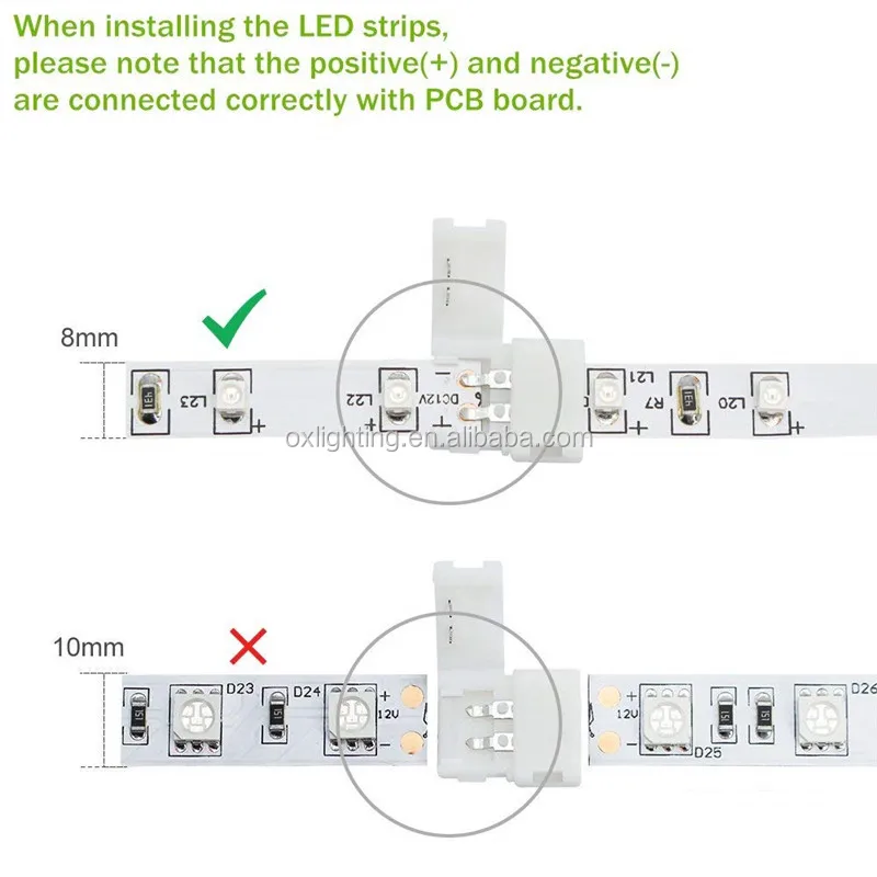 WS2812 Led Strip 8MM 10mm 12MM 2pin 3pin 4 pin L X T Shape Connectors For WS2811 WS2812B LED Strip Lights