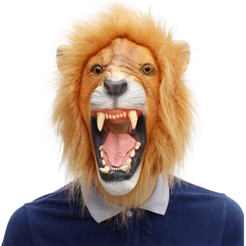 Halloween cosplay bar party funny animal lion latex mask