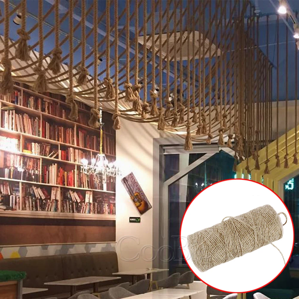 400 м веревки из натурального джута пеньки скрученный шнур из керамического волокна макраме строка цветочным принтом в стиле «сделай сам корзина домашнее животное шведская стенка подвесной светильник для домашнего декора