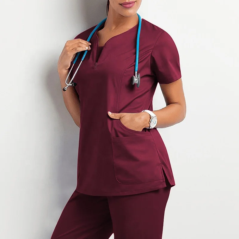 Wholesale 2024 New Nursing Doctor Scrubs Dentistry Pet Hospital 2Piece Jogger Spandex Female Medical Custom Scrubs Uniforms Sets