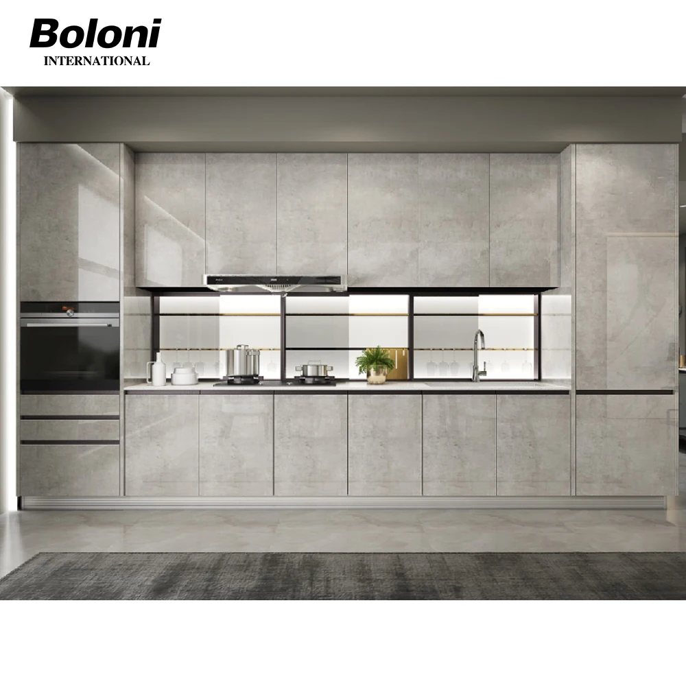 Custom Black Matt Lacquer European Style Bespoke Islands Handless Cheap Laminated cabinets kitchen furniture modern modular