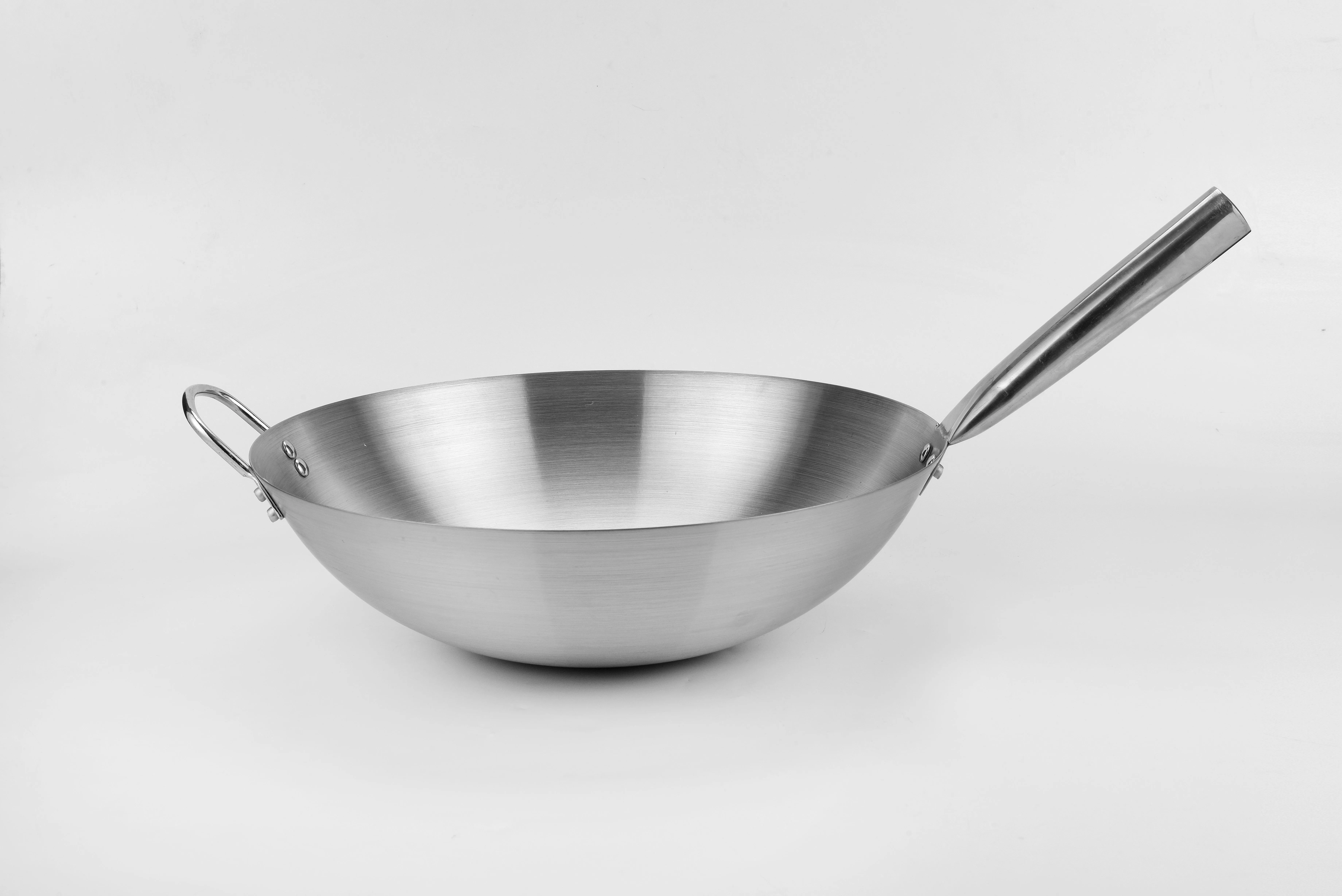 High-performance good quality round bottom carbon stainless steel wok ss fry pan