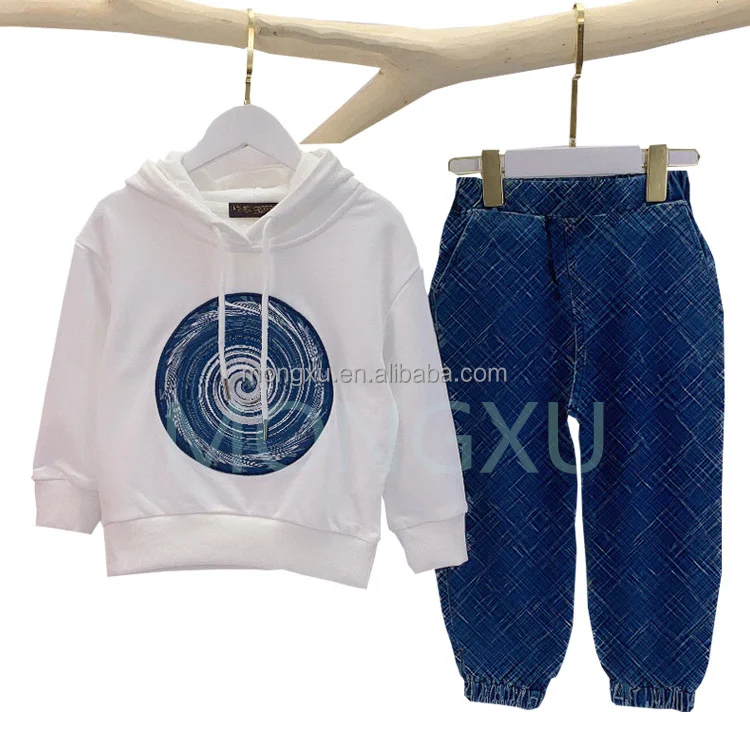 Kids Clothes Set Girls 8-12 Years Of Age Boys Designer Clothes Puff Printing Hoodie And Joggers Set Kids Tracksuits Sets