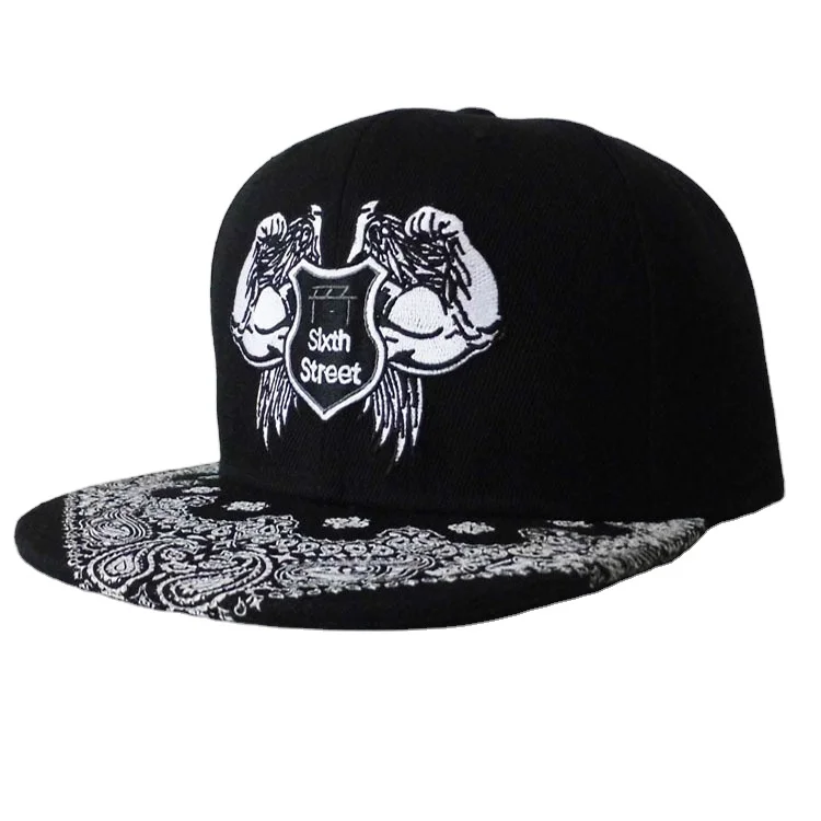 Customization High Quality Hip Hop Hat Brim Flat Cashew Flower Embroidered Baseball Cap Printed Men Hats Snapback Cap For Men