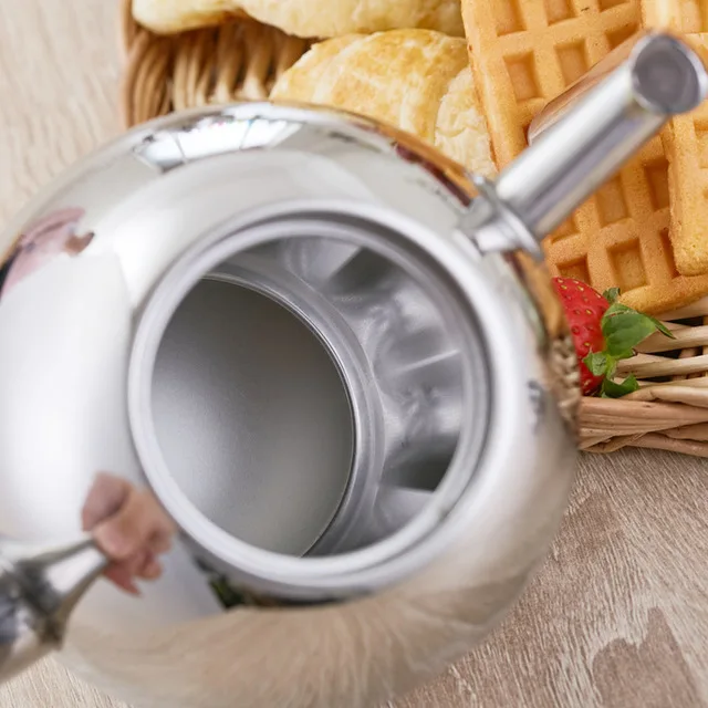 Stainless Steel Household Tea Kettle Olive  Fashion Boiling Water Craft Pot Silver Gold Titanium 1/1.5L with Tea Strainer
