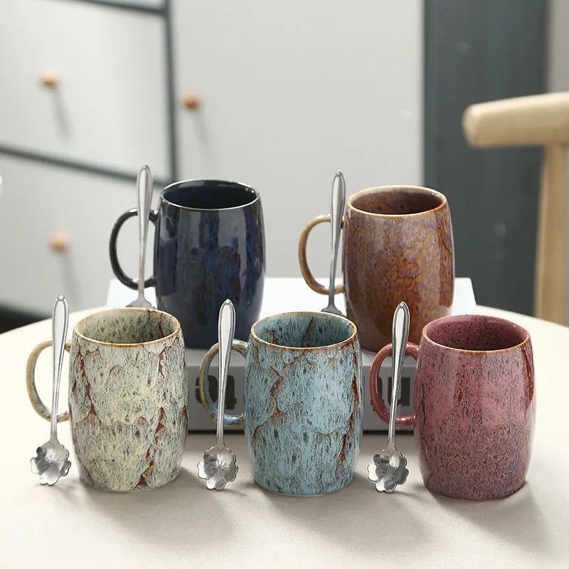 Hot sale 360ml luxury ceramic mug retro kiln variable glaze coffee mug