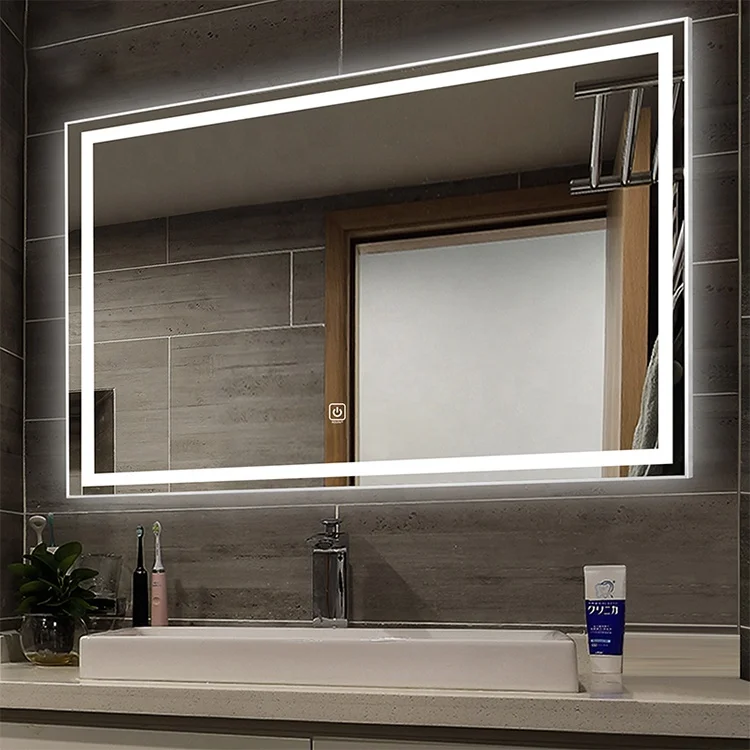 Frameless Led Bathroom Mirror 60X80 Touch Screen Smart Defogger Bath Mirrors For Hotel