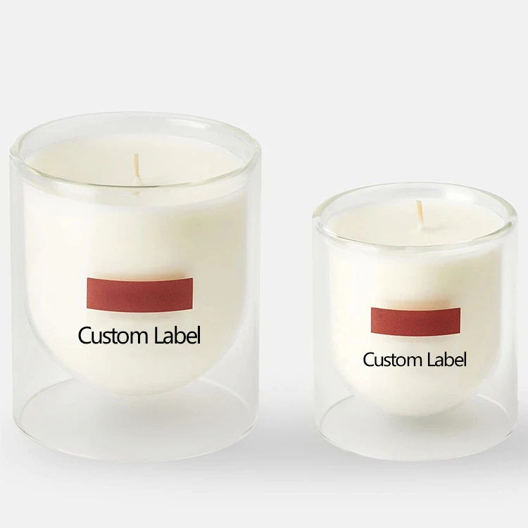 Double Wall Borosilicate Jar Candle Holder Custom Luxury Design Cylinder Glass Candle Jar For Candle Making