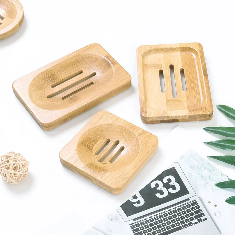 
Eco Friendly Natural Soap Rack Plate Box Tray Container Custom Logo Bamboo Soap Dish For Bath Shower Plate 