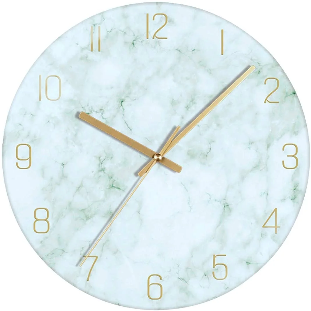 
Ponerine Modern Design Clock Round Shape 3D Numerals Dial Rose Gold Hands Wall Clock for Home Decor 