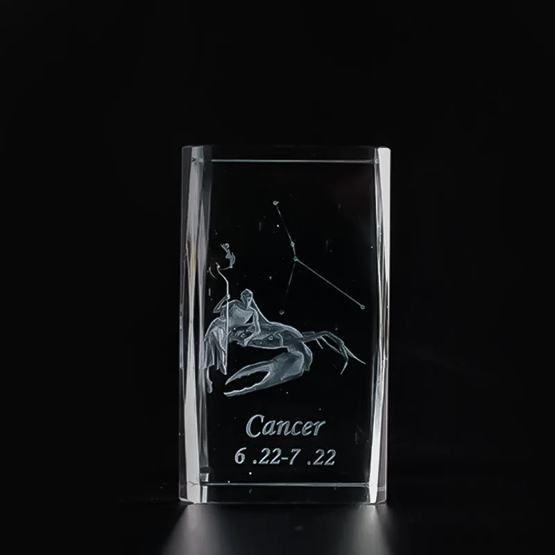 Factory wholesale K9 high quality blank solid Crystal Block Cube 3d Laser Engraved Signs Of The Zodiac for gifts