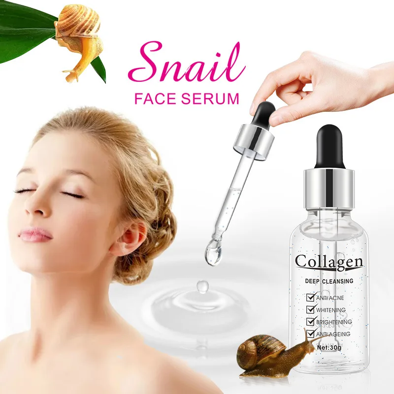 Organic Anti Aging Anti Acne Face Skin Care Serum Collagen Snail Repair Whitening Snail Serum For Face