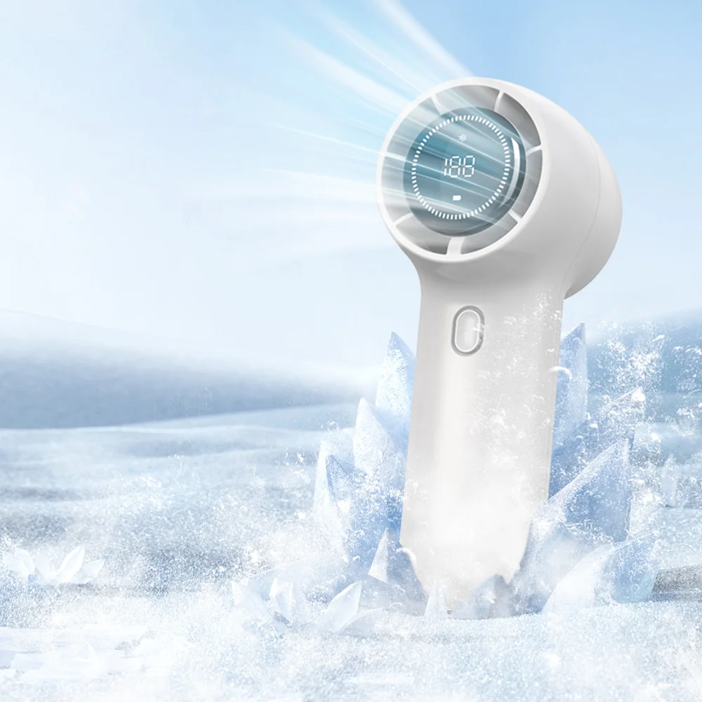 Portable 100 Gears High Speed Electric Turbo Mini Fan USB Rechargeable Air Cooling Handheld Fan With LED Display Hand Fan