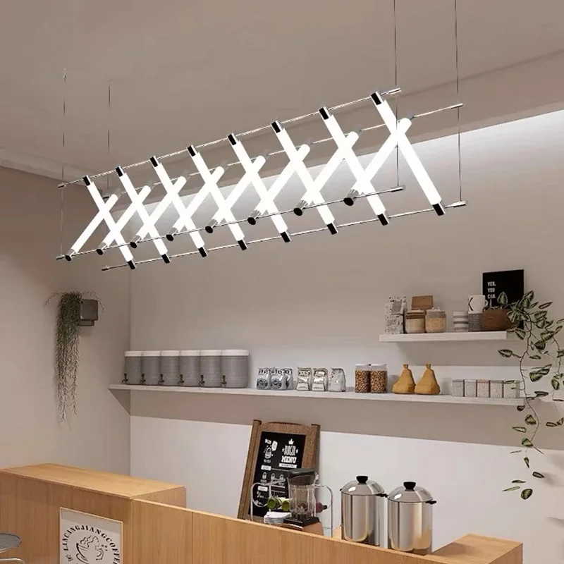 Led Tube Pendant Light Modern Pendant Linear Tube Light Acrylic Tube Lamp Minimalist Hanging Restaurant Dinning Chandelier Light