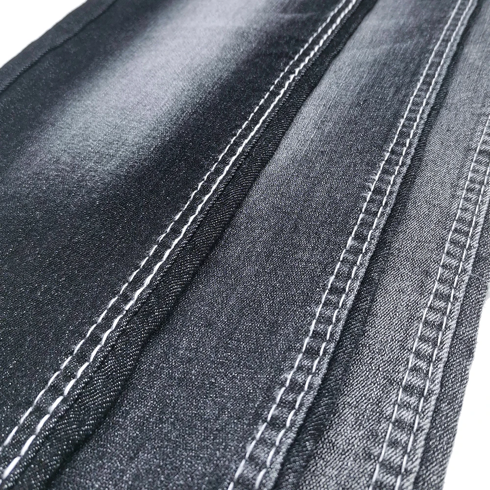 Stretch 12OE warp slub affordable price denim fabric 7.8oz width 176-178cm right twill black wholesale C1245
