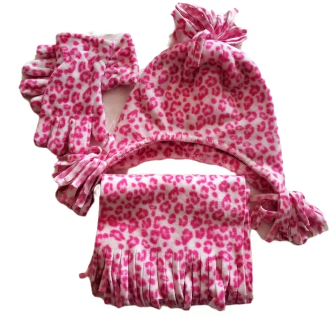 high quality Manufacturer retail polar fleece Gloves and scarves set of three for ladies