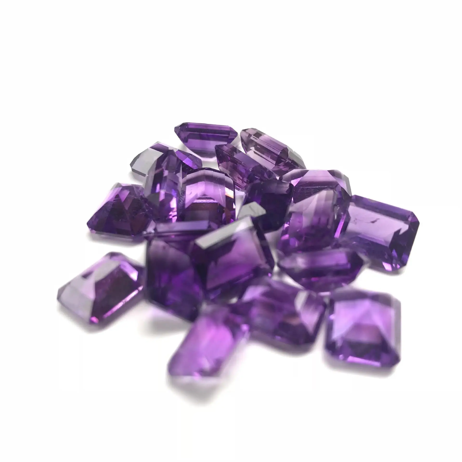 Craved Stone Rectangle Amethyst Crystal Gems For Ring
