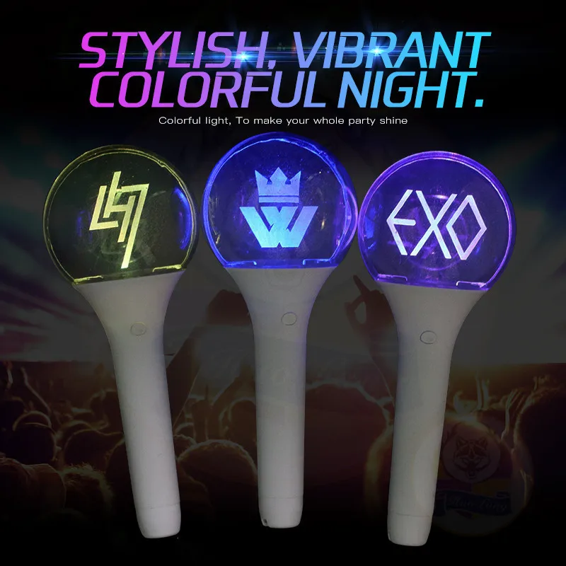 Promotional Customized Logo Oem Plastic Rgb Wireless Acrylic Colorful Ball Shape Multi Color Led Glow Kpop Light Sticks