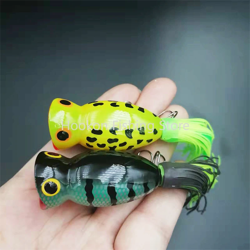 Рыболовная Приманка Topwater Popper, 11 г, 50 мм, приманка лягушка с красочными хвостами, плавающий Поппер, искусственная приманка, воблер, рыбалка