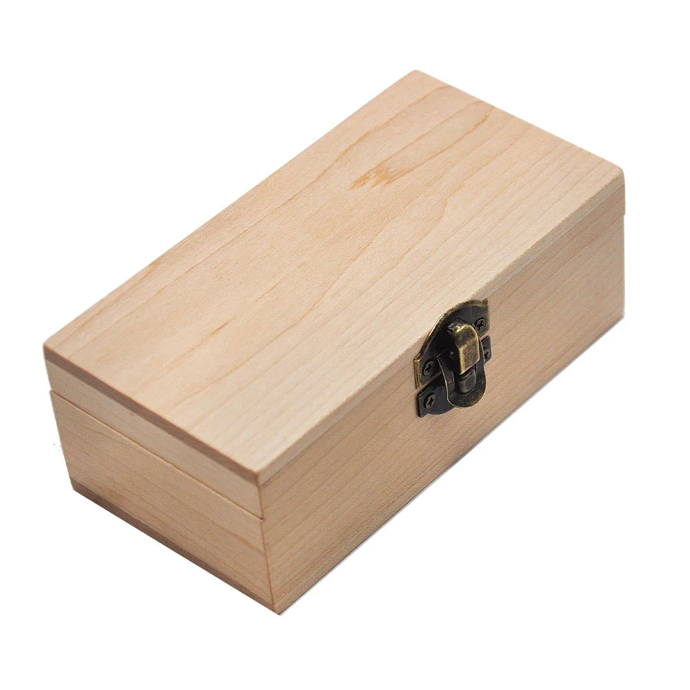 Modern Style Natual Custom hinge lid pine wood stash box