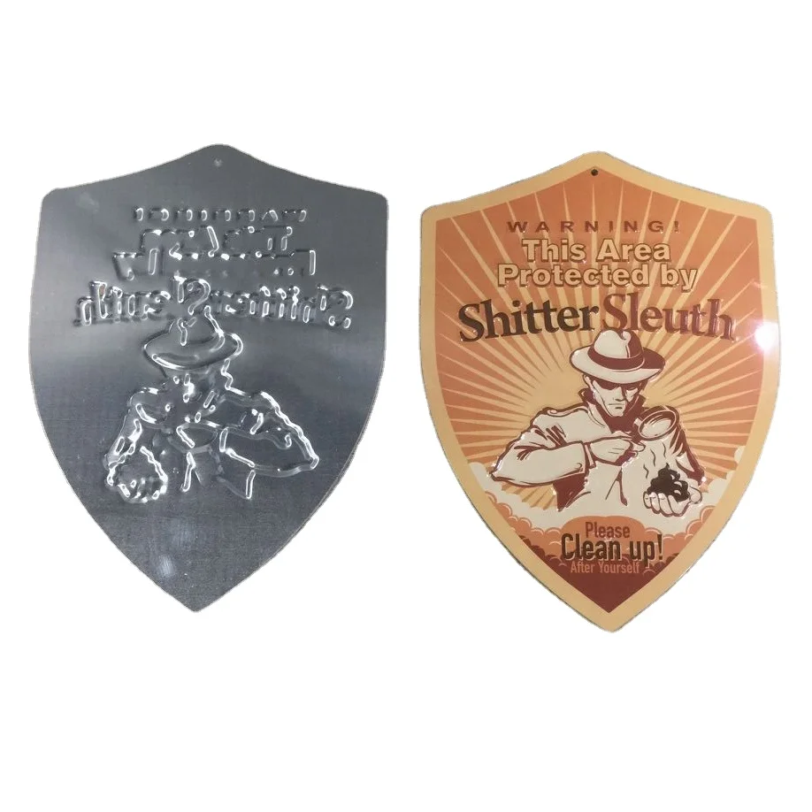Fast dispatch shield shaped metal sign for wall decoration fine metal plate in other irregular shapes