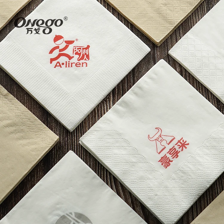 Virgin Pulp White Print Napkin Paper Disposable Serviettes Beverage Bar Napkins with Logo Printing