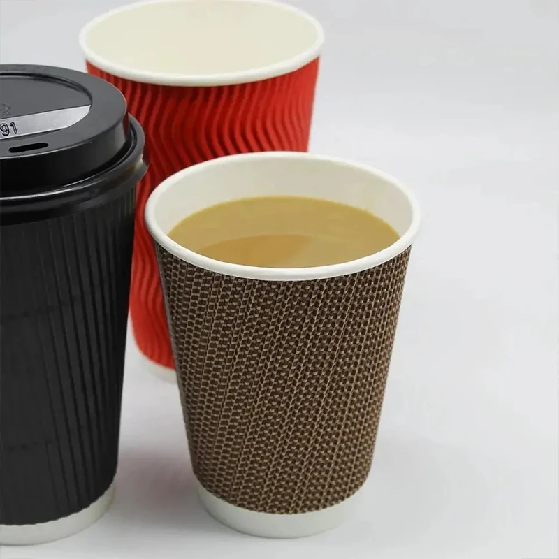 Custom wholesale single double ripple wall paper cup with logo disposable blue coffee cake tea papers cups with dome lids