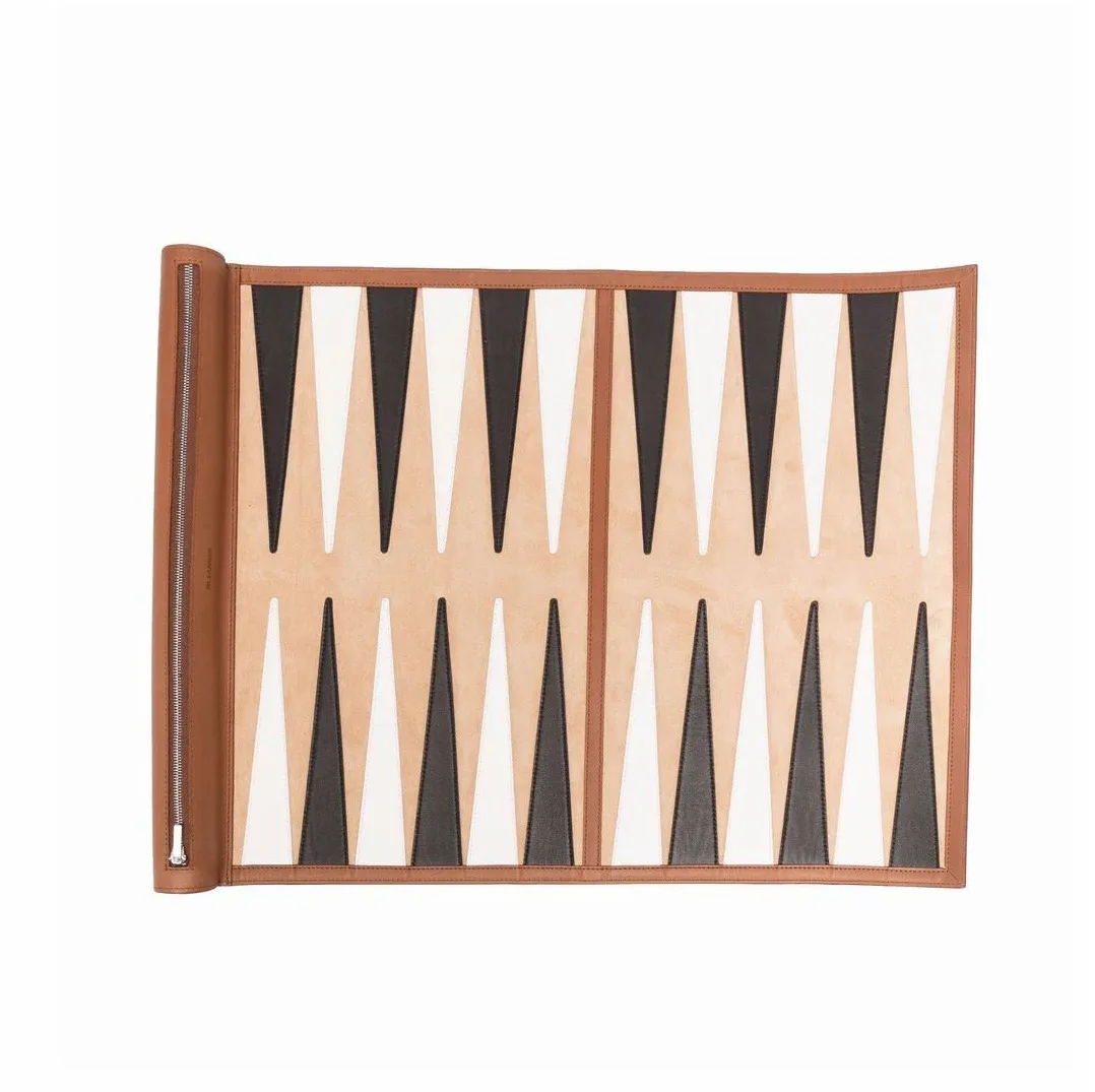 2024 New Customized Handmade Portable Smart Soft Traveling PU Leather Roll-up Backgammon Luxury Game Set Game Set