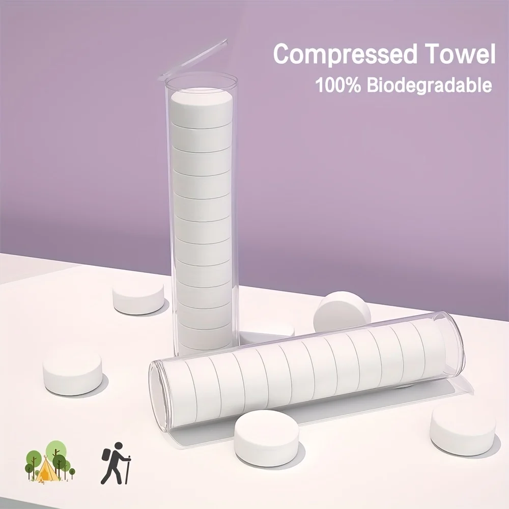 Oem Customized Logo Plastic Tube Packaged Biodegradable Disposable Compressed Tissue Face Towel