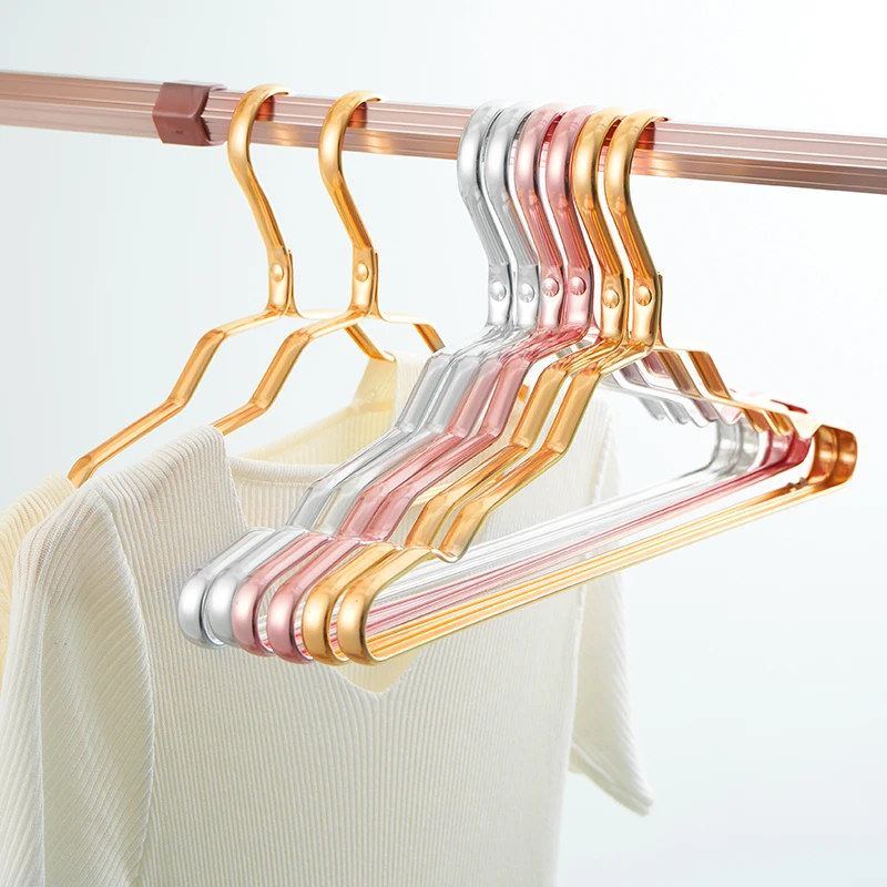 Fashion gold metal heavy bearing clothes laundry hangers wholesale wardrobe aluminum metal hangers for cloths